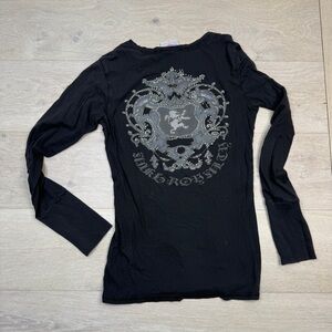 Black Graphic Long Sleeve Top